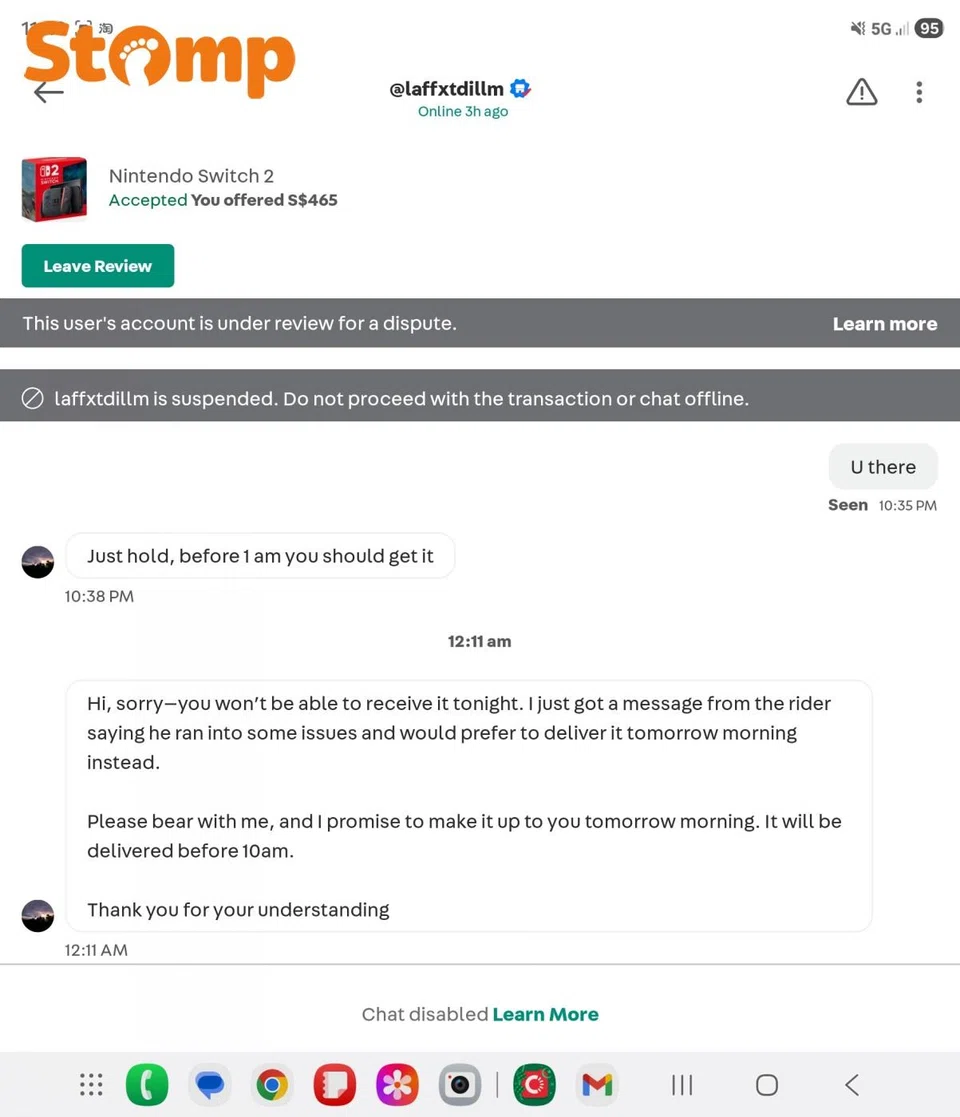 Last message from the Seller