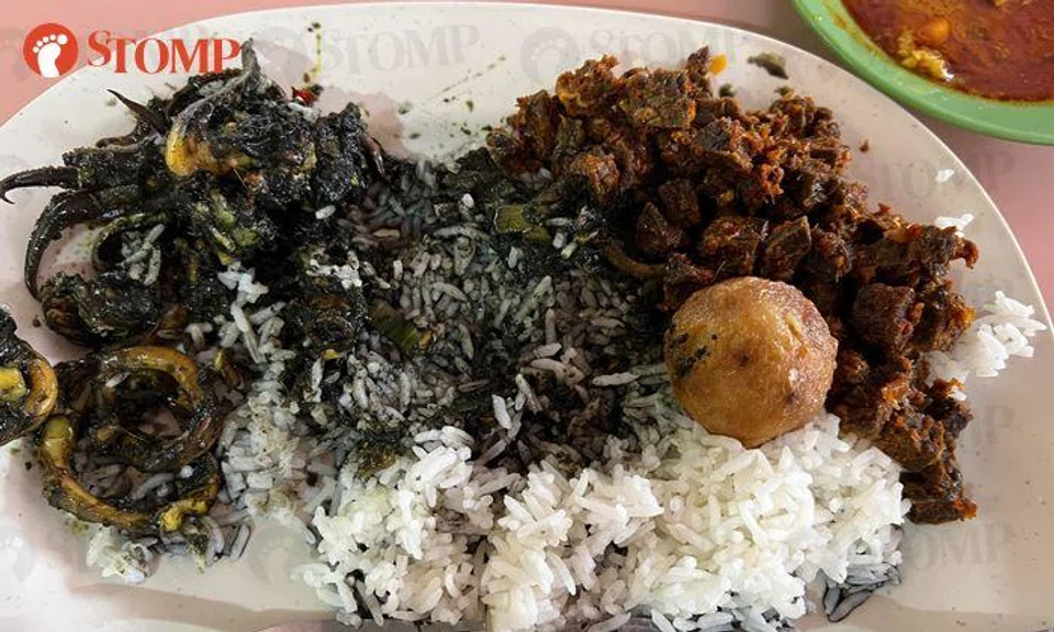 Woman feels ripped off by $8.50 nasi padang with sotong, beef lung and potato at Changi Village