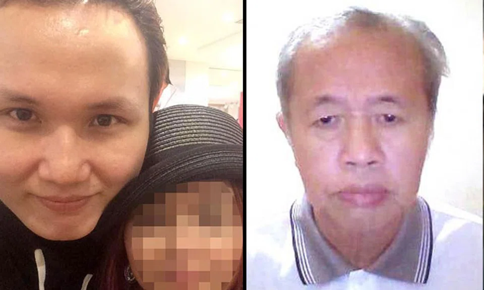 Su (left) pictured with Ms Foo, beat his adoptive father, Mr Pang (right) to death, despite the latter not being to defend himself. Photo: Shin Min Daily News