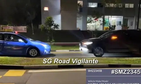 Mazda driver goes against traffic flow in Serangoon, forces taxi to reverse