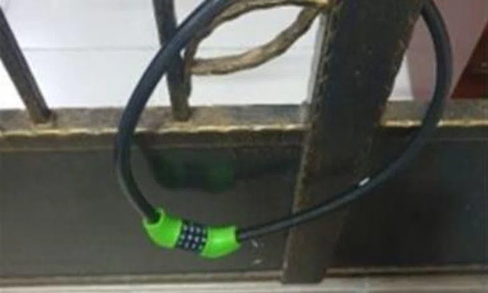 The police were alerted on Jan 20 at about 7.40pm to the case at Tampines Street 44, where the gate of a residential unit was secured with a bicycle lock.