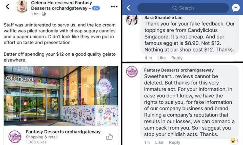 Dessert shop responds to Stomp over online dispute with customer on Facebook