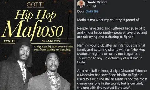 In a Facebook post on March 8, Ambassador Dante Brandi said that the mafia is not something Italy is proud of.