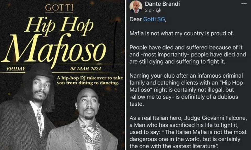 In a Facebook post on March 8, Ambassador Dante Brandi said that the mafia is not something Italy is proud of.