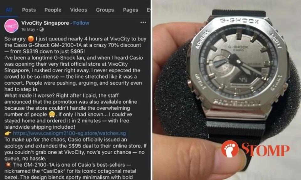 Duped by fake VivoCity post, man pays $95 cash on delivery for G-Shock that turns out to be counterfeit