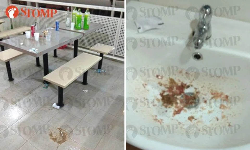 Youngsters leave vomit, cigarette butts and rubbish at Commonwealth Crescent hawker centre