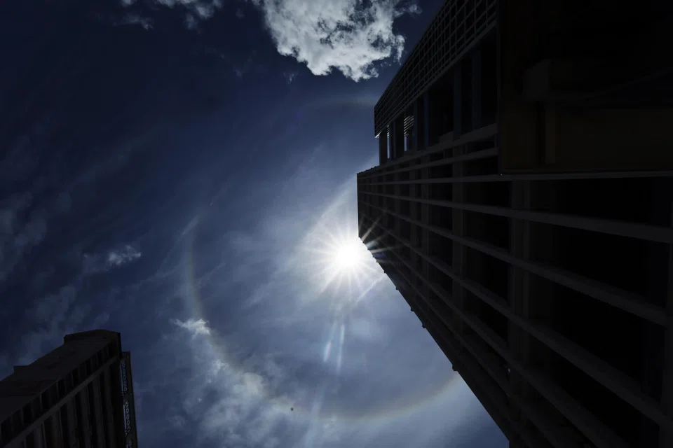 A sun halo spotted above the State Courts around noon on Aug 25.