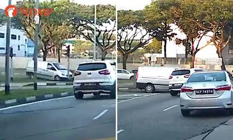 Driver loses control of vehicle, mounts kerb and crashes into car at Braddell Road