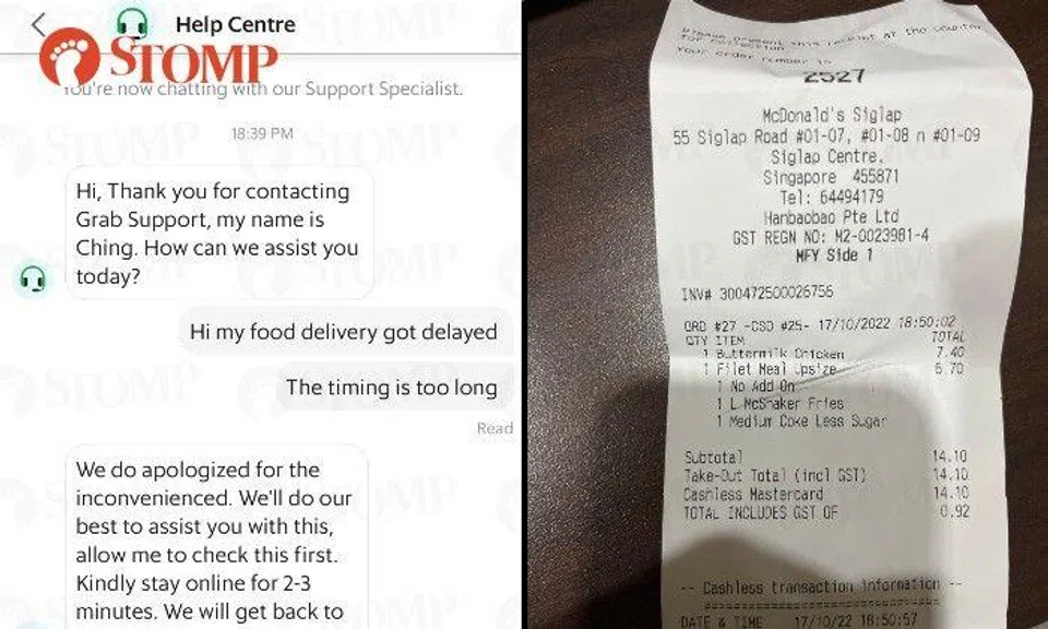 Unable to wait, she went to McDonald's herself to buy the food and bring it home for her parents, only to find her Grab order had been delivered earlier than expected.