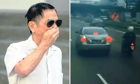 Ho Loong Chan (left), 65, kept veering close to the bike and applying the brakes to his Toyota Camry intermittently and at one point, even forced the rider onto the road shoulder before getting ahead of him and abruptly slamming his brakes. Photos: The Straits Times, Stomp
