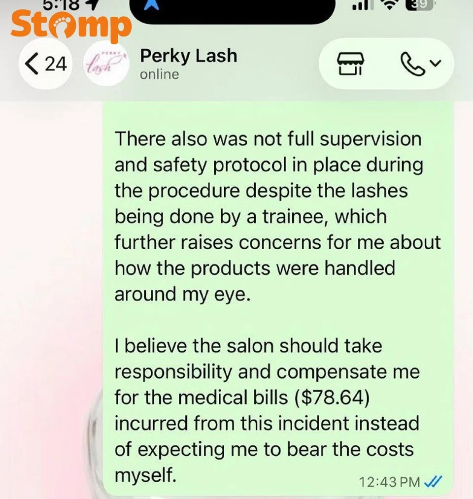 woman suffers eye pain after free lash treatment