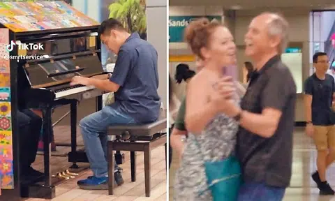 Couple dance at Bayfront MRT station to busker with autism playing piano