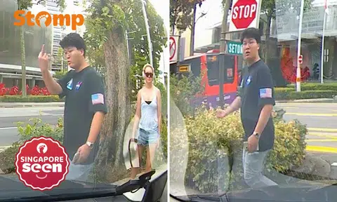 Man thanks driver for giving way... with middle finger: 'Where is this hairless monkey from?'