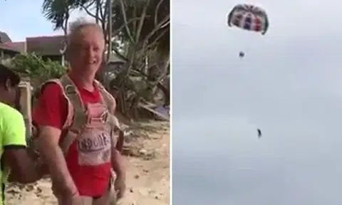 Horrifying moment Australian tourist falls to death while parasailing at Phuket beach