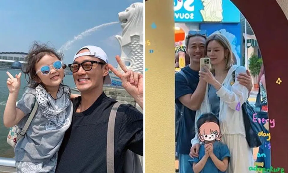 Chinese model Carina Zhang and Hong Kong actor Raymond Lam brought their daughter Luna to Singapore on holiday.
