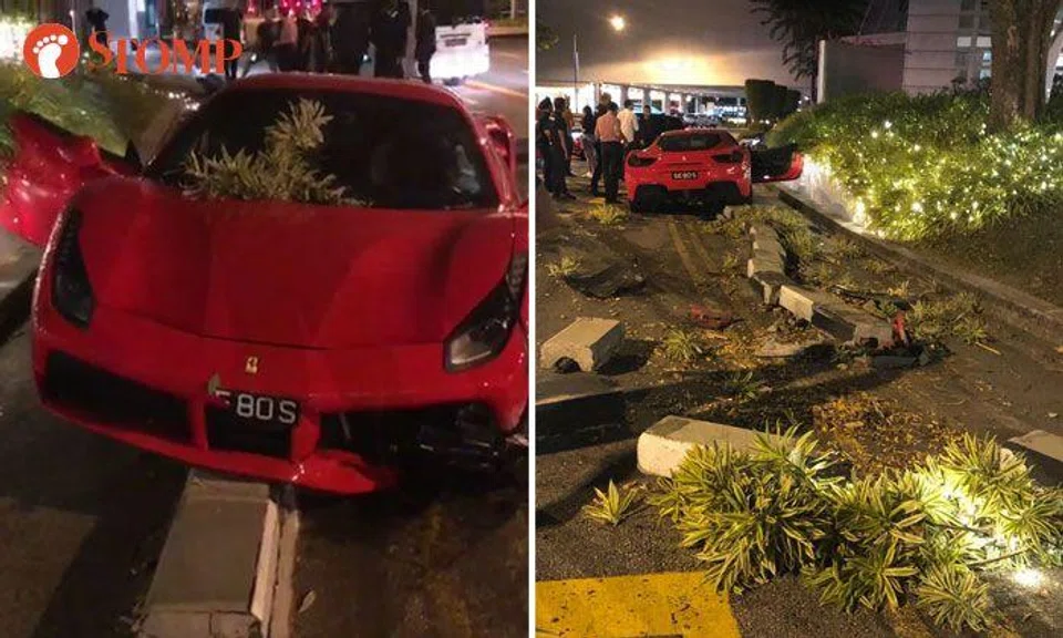 Ferrari crashes outside Pan Pacific Singapore, 73-year-old driver taken to hospital