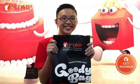 McDonald's Guest Experience Leader, 14, presented with Stomp Goody Bag for helping elderly customers