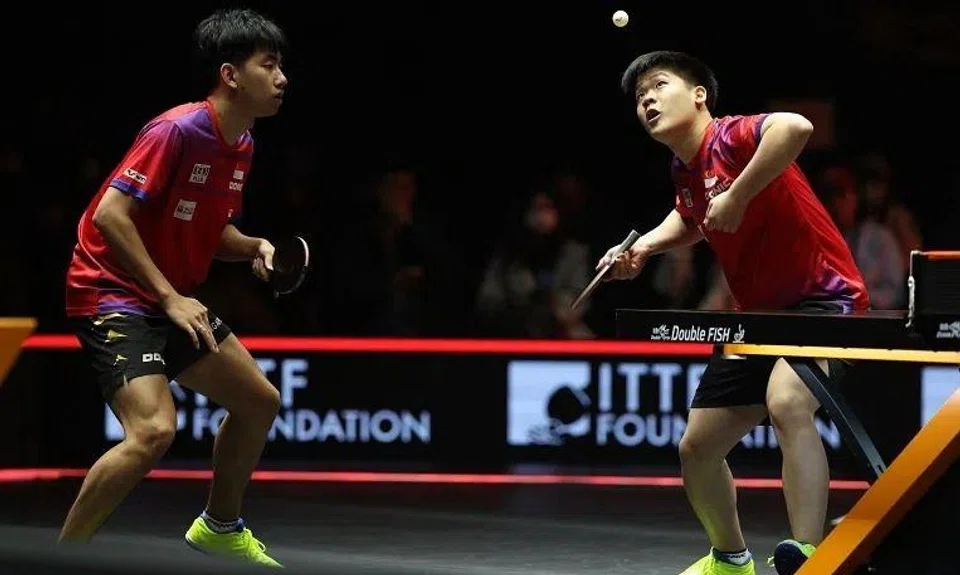 National table tennis players Koen Pang (left) and Izaac Quek are through to the semi-finals of the WTT Finals.