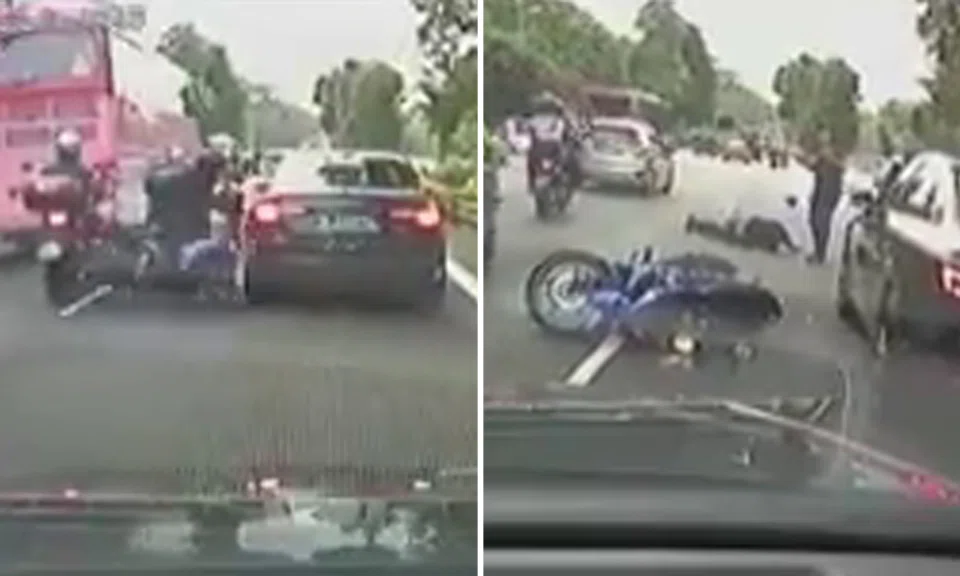 Motorcyclist taken to hospital after crashing into Audi car on BKE | STOMP