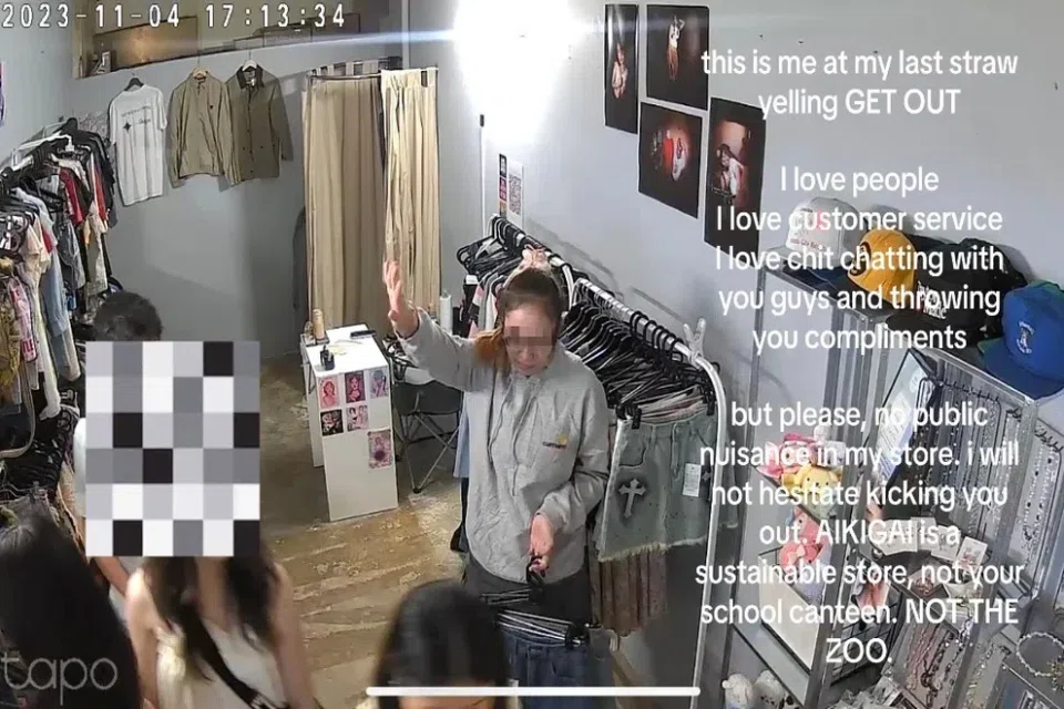 The store owner venting her frustration at dealing with the 30 rowdy youngsters.