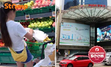 Shopper takes lots of plastic at Chinatown Point supermarket