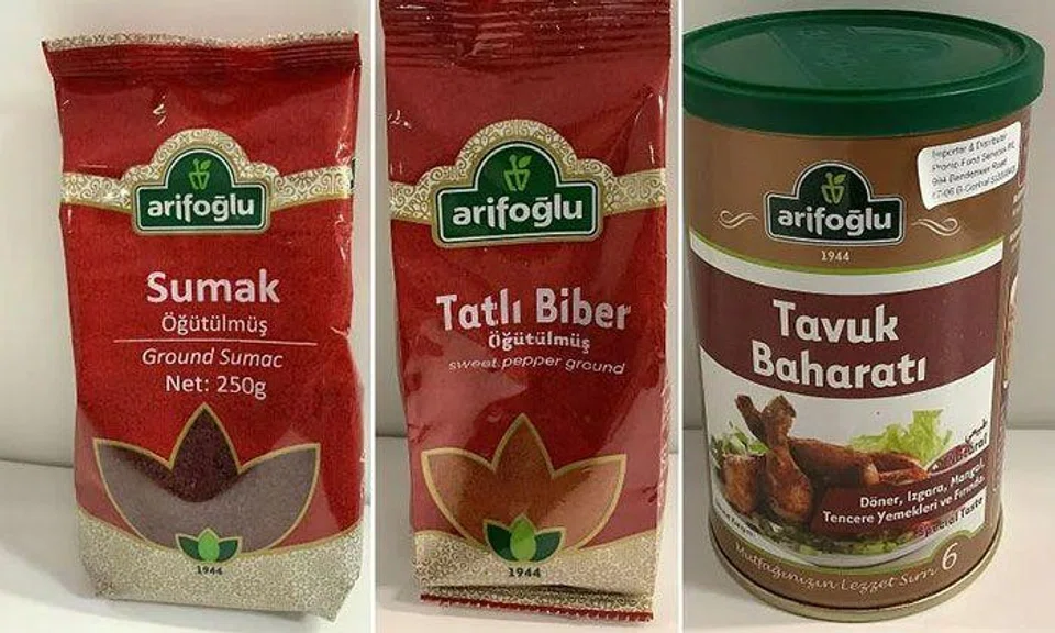 Industrial dyes which could potentially cause cancer were found in the three Arifoglu products. PHOTOS: SFA