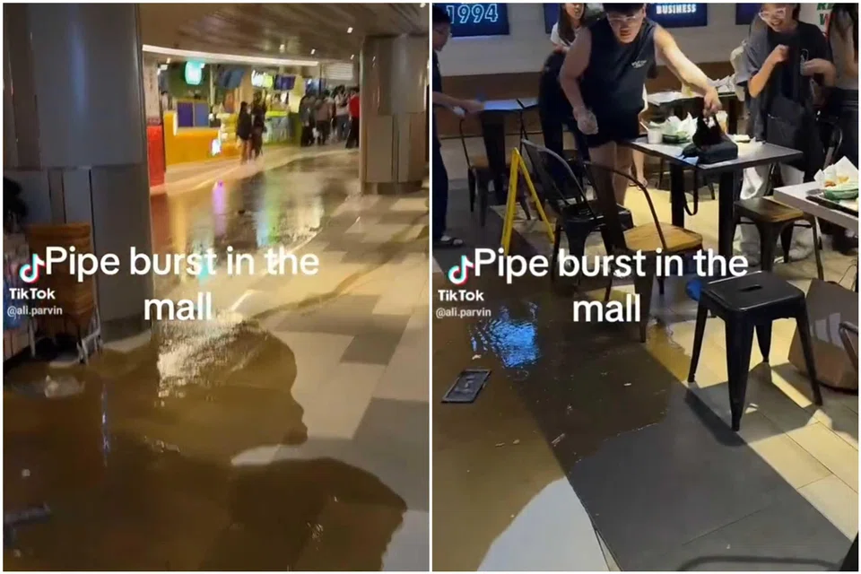 Videos posted on social media platform TikTok showed customers at fast food joint KFC abandoning their meals to avoid the liquid that began pooling on the floor.