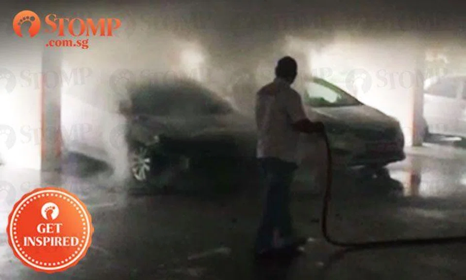 Well done! Cleaners help to extinguish fire at Woodlands carpark before firemen arrive