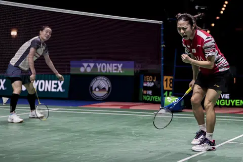 Singapore's Yeo Jia Min celebrating a point against Vietnam's Nguyen Thuy Linh en route to winning the German Open women's singles final on March 2.