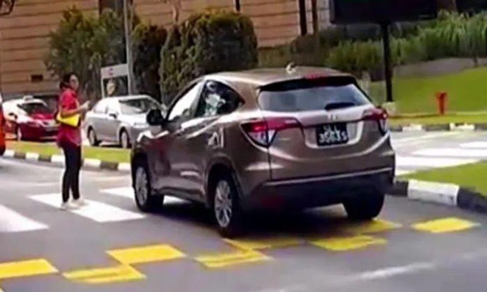 Vezel driver almost knocks down woman after not stopping at zebra crossing