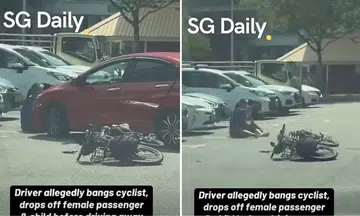 cyclist left sprawling on carpark after car allegedly knocked him down