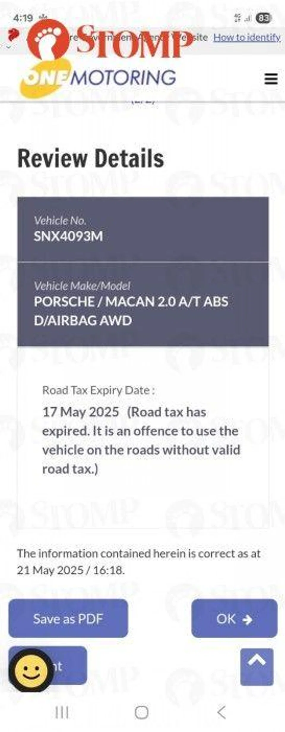 expired road tax