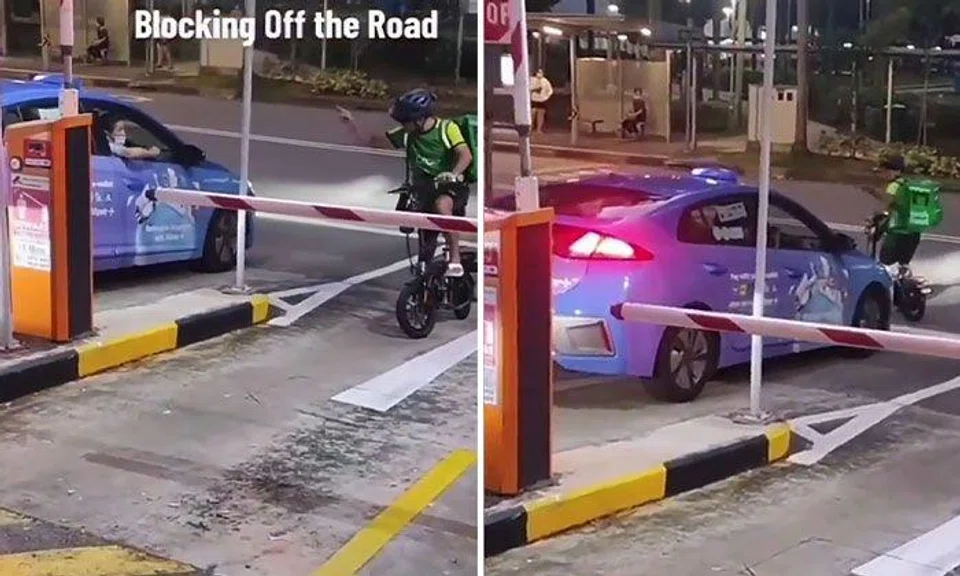 GrabFood rider blocks taxi driver from exiting carpark in dispute