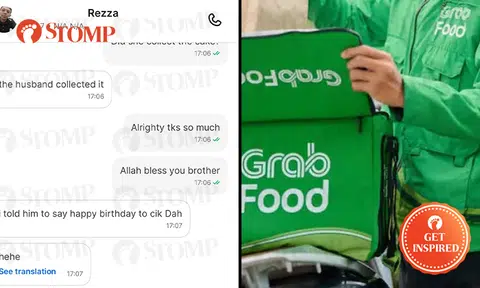 Grab rider goes the extra mile to wish customer's aunt happy birthday during cake delivery