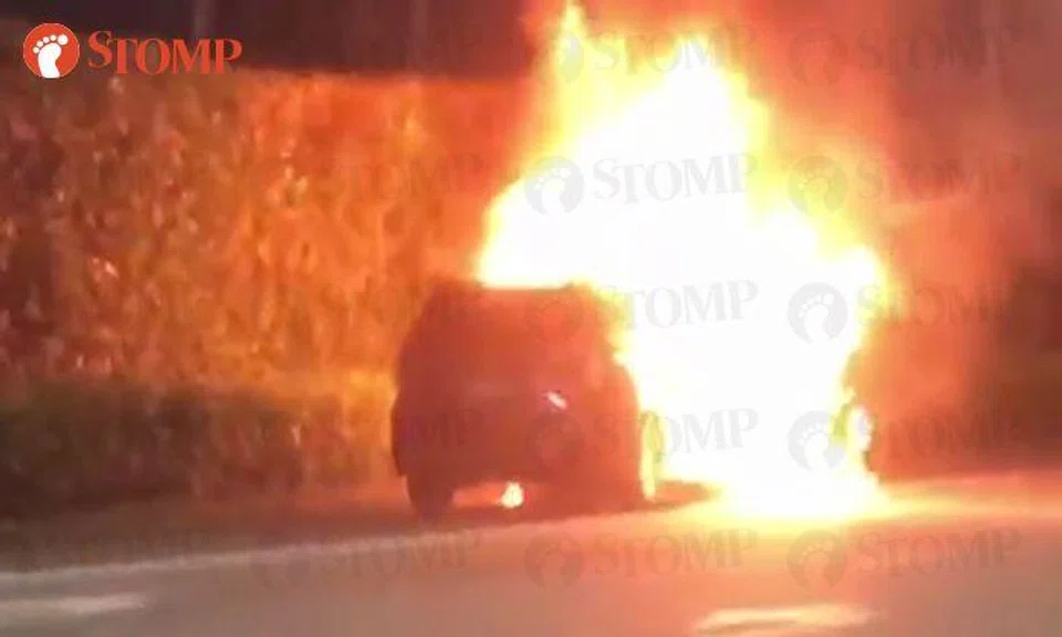 Car fully engulfed by fire along CTE