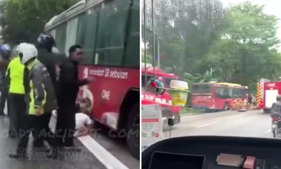 Motorcyclist pinned under bus on BKE rescued by SCDF, dies after taken ...
