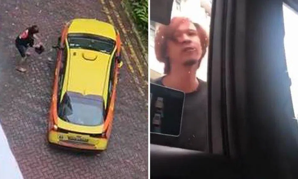 Jail, fine for 'thuggish' motorcyclist who smashed and hurled objects at taxi with baby inside