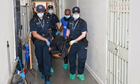 The victim bled to death from multiple stab wounds to the abdomen.