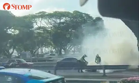 Motorcyclist and pillion rider taken to hospital after accident with 2 cars on ECP
