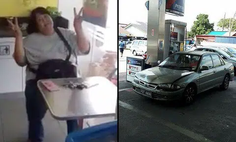 Malaysian woman dumps car at kiosk, refuses to move unless given free tank of petrol