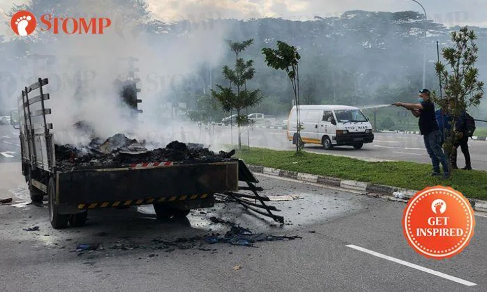 Cabbies and bus driver help to extinguish lorry fire at Turf Club Avenue