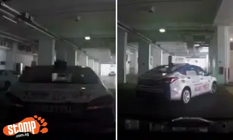 Taxi driver reverses into car at Zervex Building then drives off like nothing happened