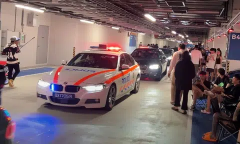 Cop car steals show at 'S'pore's biggest underground car meet' in Woodlands basement carpark