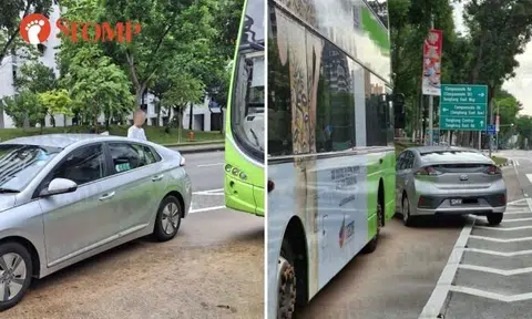 Car driver chases down bus before blocking its way and confronting captain, forcing all passengers to alight