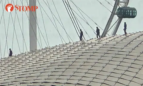 Stomper concerned for workers on Esplanade roof -- but they're protected by safety harnesses