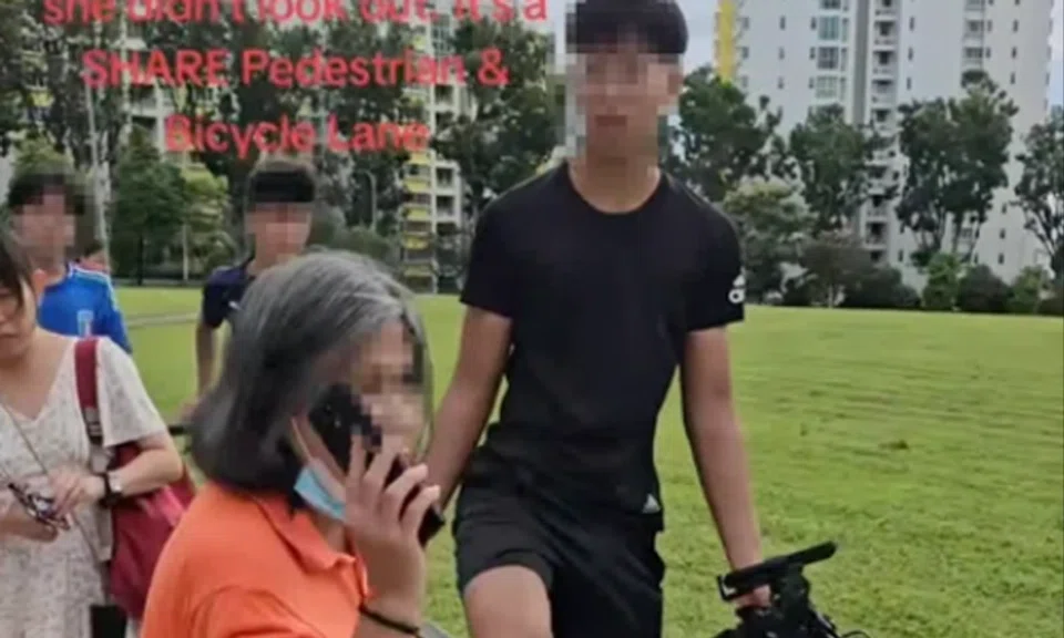 Young cyclist, elderly pedestrian in dispute after he allegedly knocks her down