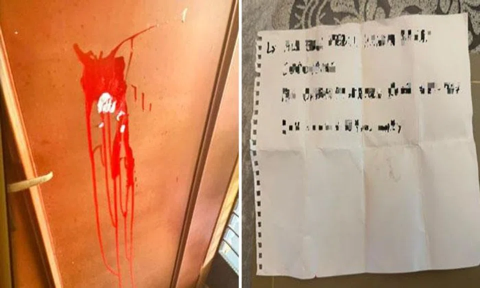 Man splashes red paint on Bedok Reservoir unit front door