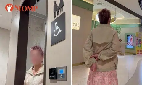 Man in wheelchair confronts woman hobbling out of handicapped toilet in mall: 'My leg also got problem'