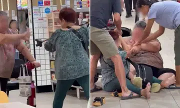 elderly women fight