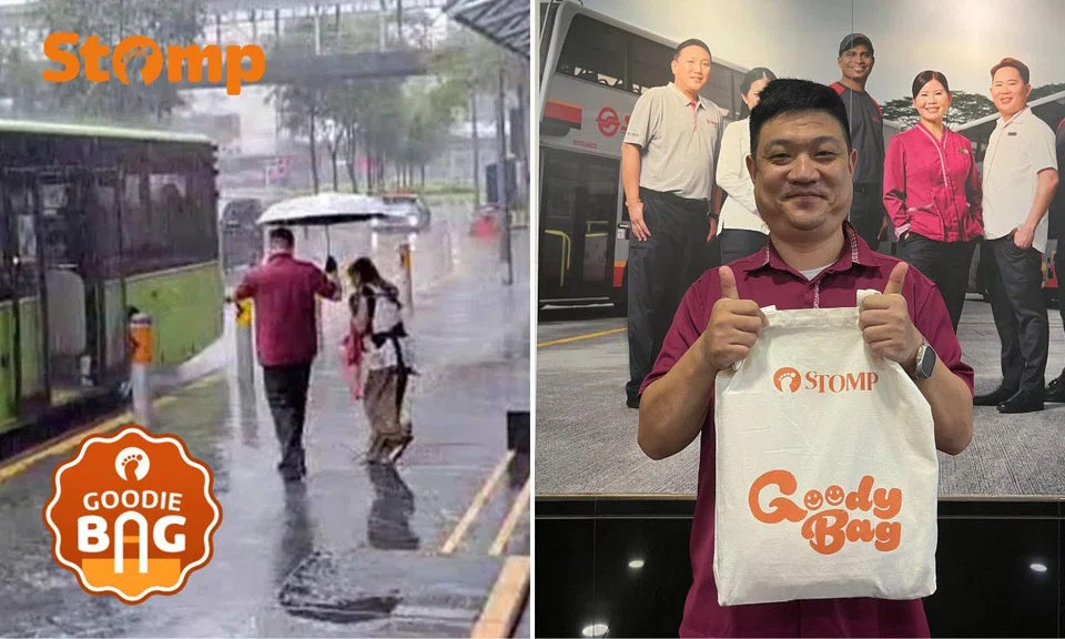 SMRT bus captain Zhang Hou Chao said he was 'surprised' and 'honoured' to receive a Stomp Goody Bag.